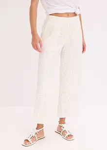 Culotte kalhoty z materiálu s dírkovanou výšivkou, bonprix