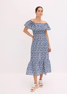 Boho midi šaty s výstřihem Carmen, z lehké bavlny, bonprix