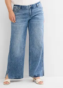 Džíny Loose, Straight, Mid Waist, nízký podíl streče, bonprix