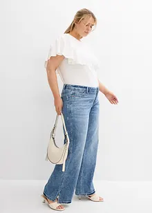 Džíny Loose, Straight, Mid Waist, nízký podíl streče, bonprix