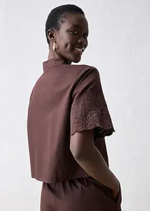 Zkrácená košilová halenka s podílem hedvábí, bonprix