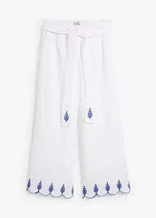 Lněné Culotte kalhoty s páskem (2dílná souprava), bonprix