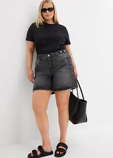 Džínové šortky, Mid Waist, nízký podíl streče, bonprix