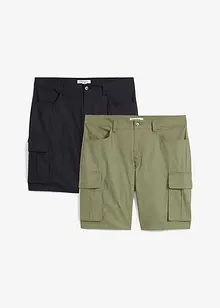Strečové cargo bermudy (2 ks v balení), Regular Fit, bonprix