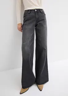 Džíny Wide Leg, Mid Waist, malý podíl streče, dlouhá délka, bonprix