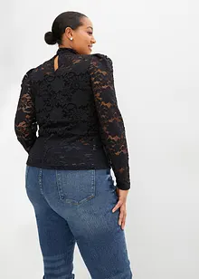 Přiléhavé krajkové tričko s dlouhým rukávem, bonprix