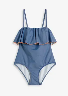 Bandážové jednodílné plavky s džínovým vzhledem, bonprix