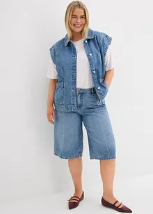 Džínové bermudy Mid Waist, Low Stretch, bonprix