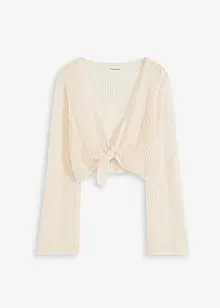 Průhledný plážový pletený kabátek s ažurovým vzorem, bonprix