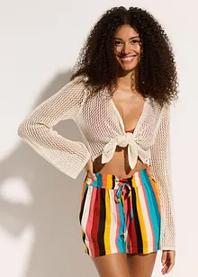 Průhledný plážový pletený kabátek s ažurovým vzorem, bonprix