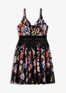 Mini šaty s háčkovanou vsadkou, bonprix