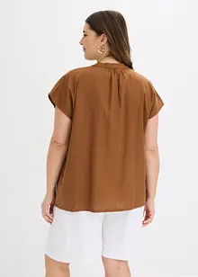 Halenka s krátkým rukávem, ze vzdušné lněné směsi, bonprix
