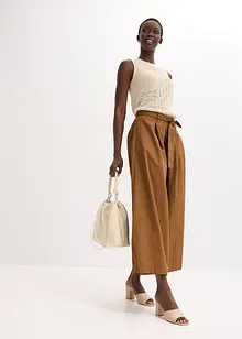 Kalhoty z bavlněného popelínu a pásek (2dílná souprava), bonprix