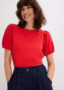 Žerzejové tričko s rukávy z bavlněného popelínu, bonprix