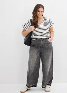 Proužkované tričko s volánovými rukávy, bonprix