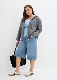 Mikina na zapínání, s kapucí, z měkkého materiálu scuba, bonprix