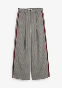 Kalhoty se sklady v pase a kontrastními pruhy, bonprix