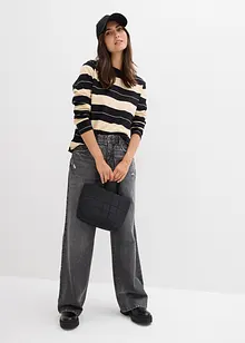 Džíny Wide Leg, Mid Waist, Low Stretch, bonprix