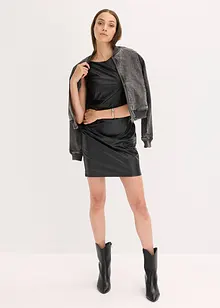 Mini šaty s odhalenými rameny, z umělé kůže, bonprix