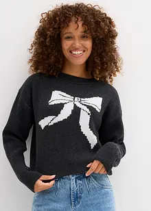 Pletený svetr s mašlí, bonprix