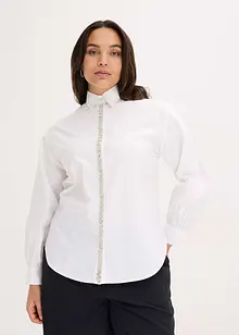 Košilová halenka se štrasovou aplikací, bonprix