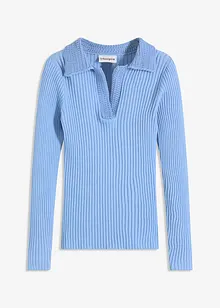 Svetr z jemné pleteniny, s ozdobným límcem, bonprix