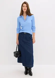 Svetr z jemné pleteniny, s ozdobným límcem, bonprix