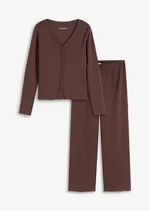 Pyžamo z žebrovaného materiálu, s knoflíkovou lištou, bonprix
