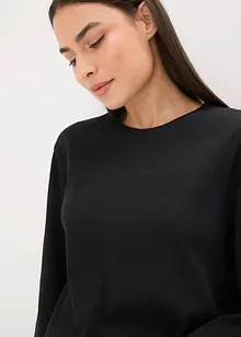 Pyžamo s žebrovaným tričkem a širokými kalhotami, bonprix