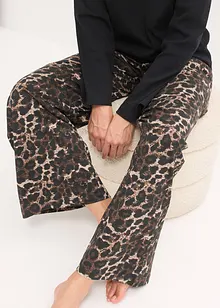 Pyžamo s žebrovaným tričkem a širokými kalhotami, bonprix