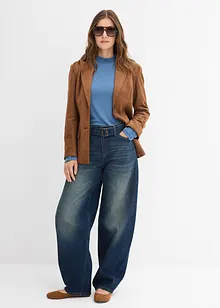Džíny Barrel s páskem, Mid Waist, bonprix