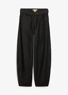 Džíny Barrel s páskem, Mid Waist, bonprix