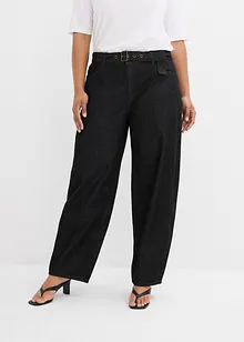 Džíny Barrel s páskem, Mid Waist, bonprix
