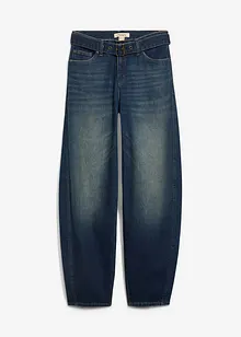 Džíny Barrel s páskem, Mid Waist, bonprix