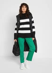 Dlouhá prošívaná vesta s kapucí a postranními rozparky, bonprix