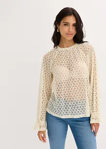 Krajkové triko z bavlněné směsi, bonprix