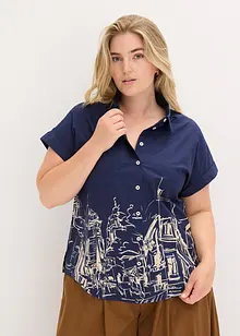 Popelínová oversize halenka s krátkým rukávem, z bavlny, bonprix