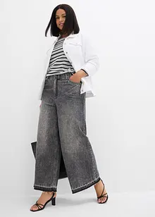 Džíny Wide Leg, High Waist, zkrácené, bonprix