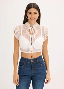 Halenka v krojovém stylu, z jemného tylu s puntíkovaným vzorem, bonprix