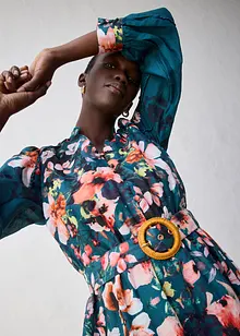 Midi šaty z ramie (2dílná souprava s páskem), bonprix