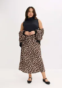 Midi sukně ze splývavého saténu, bonprix