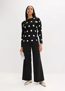 Tričko s dlouhým rukávem ze strukturovaného krepu, bonprix