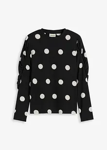 Tričko s dlouhým rukávem ze strukturovaného krepu, bonprix