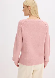 Oversize svetr s výstřihem do V, bonprix