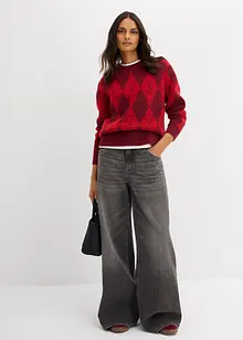 Svetr z jemné pleteniny s kostkovaným vzorem, bonprix