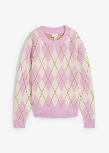 Svetr z jemné pleteniny s kostkovaným vzorem, bonprix