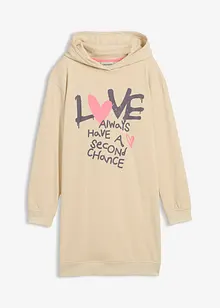 Teplákové šaty s kapucí, z čisté organické bavlny, bonprix