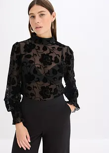 Triko s dlouhým rukávem, lehce průhledné, bonprix