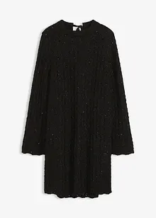 Pletené minišaty se saténovou mašlí a lehkou průhledností, bonprix