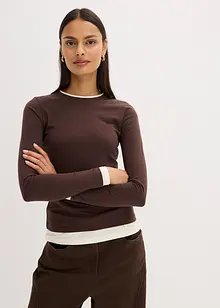 Tričko s dlouhým rukávem, z bavlněné směsi, bonprix